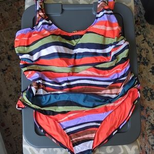 NWT Anne Cole Colorful Striped Swimsuit Size 20w and 24w
